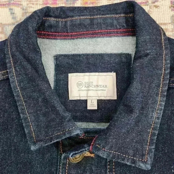 Blue Ranchwear Men's Denim Dark Blue Jean Jacket, sz LG - Picture 2 of 12